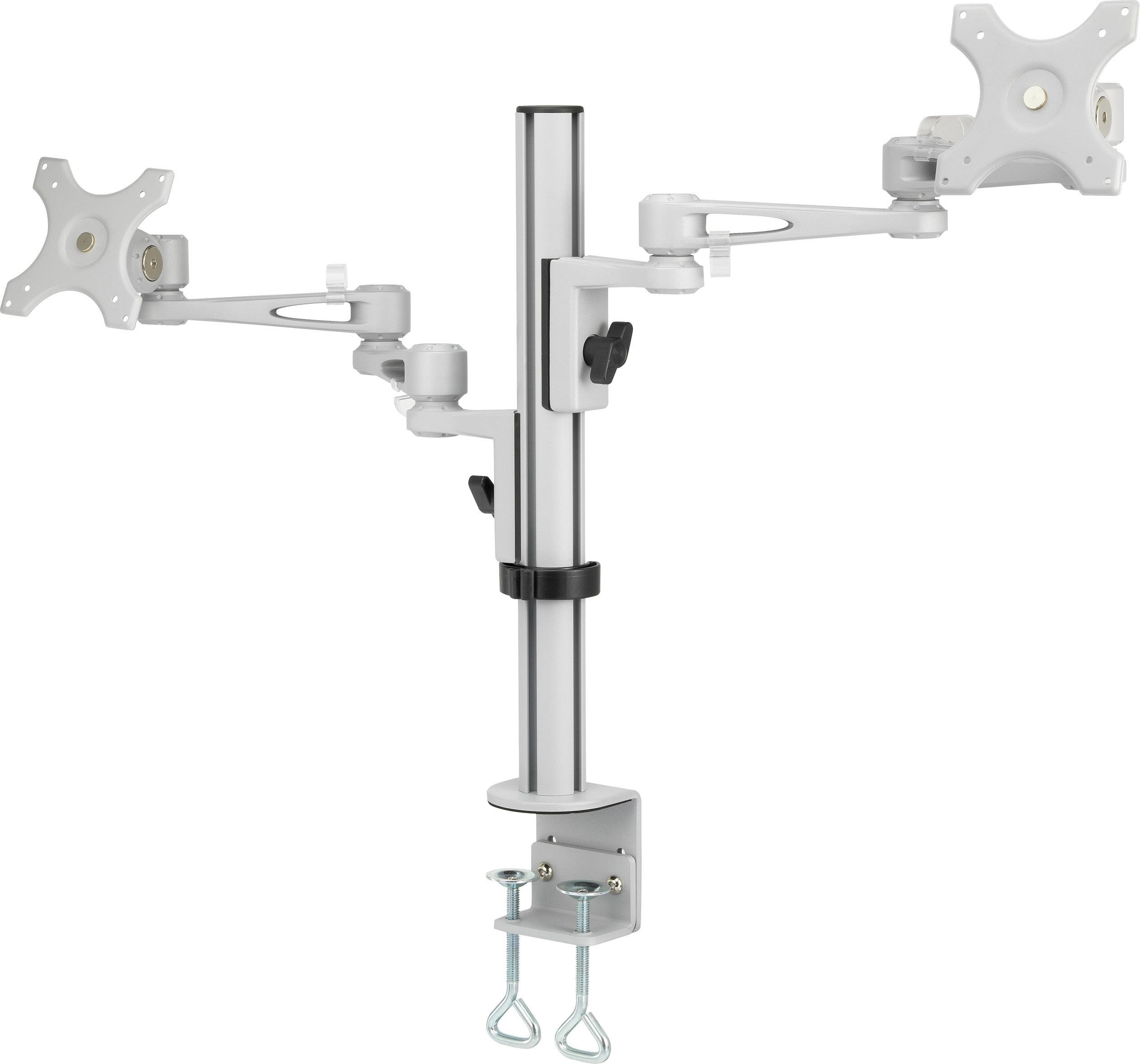 Support de moniteur à deux bras ajustables pour fixation sur un bureau. Adapté pour deux écrans.