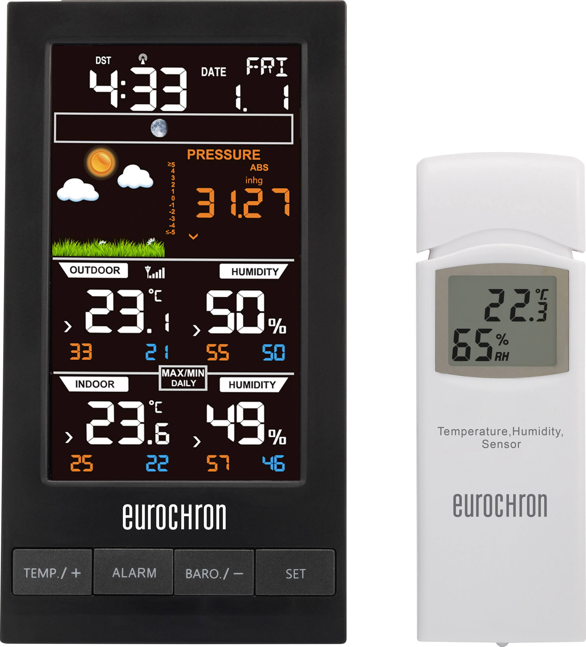 Station météo radiopilotée numérique Eurochron EFWS S250 noir