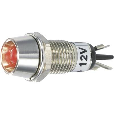 Interrupteur métallique avec voyant LED rouge, marqué 12V.