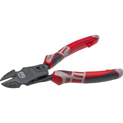 Une pince multifonction rouge et grise avec poignées ergonomiques, adaptée pour couper et saisir des fils ou des câbles.