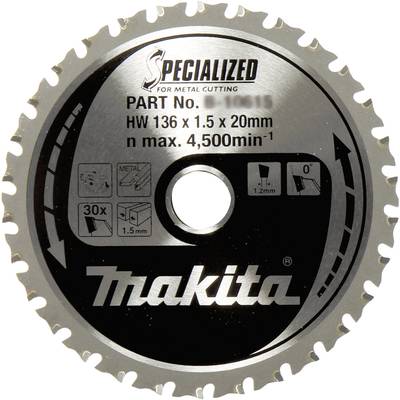 Makita SPECIALIZED B-33526 Lame de scie circulaire au carbure 136 x 20 x 1.2 mm Nombre de dents: 30 1 pc(s)