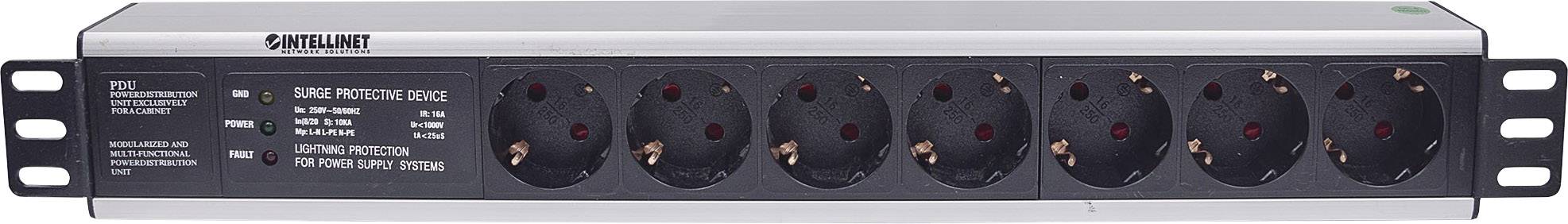 Barrette d'alimentation 'INTELLINET' avec protection contre les surtensions, huit emplacements. Idéal pour les réseaux de bureau et domestiques.
