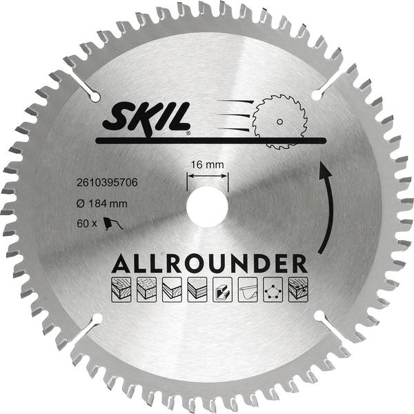 Lame de scie circulaire SKIL 2610395706 184 x 16 mm Nombre de dents 60 1 pc(s) Conrad.fr