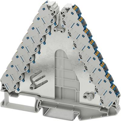 Barrette de bornes en forme de triangle, montrant un agencement de connexions électriques pour un câblage efficace dans les installations électriques.