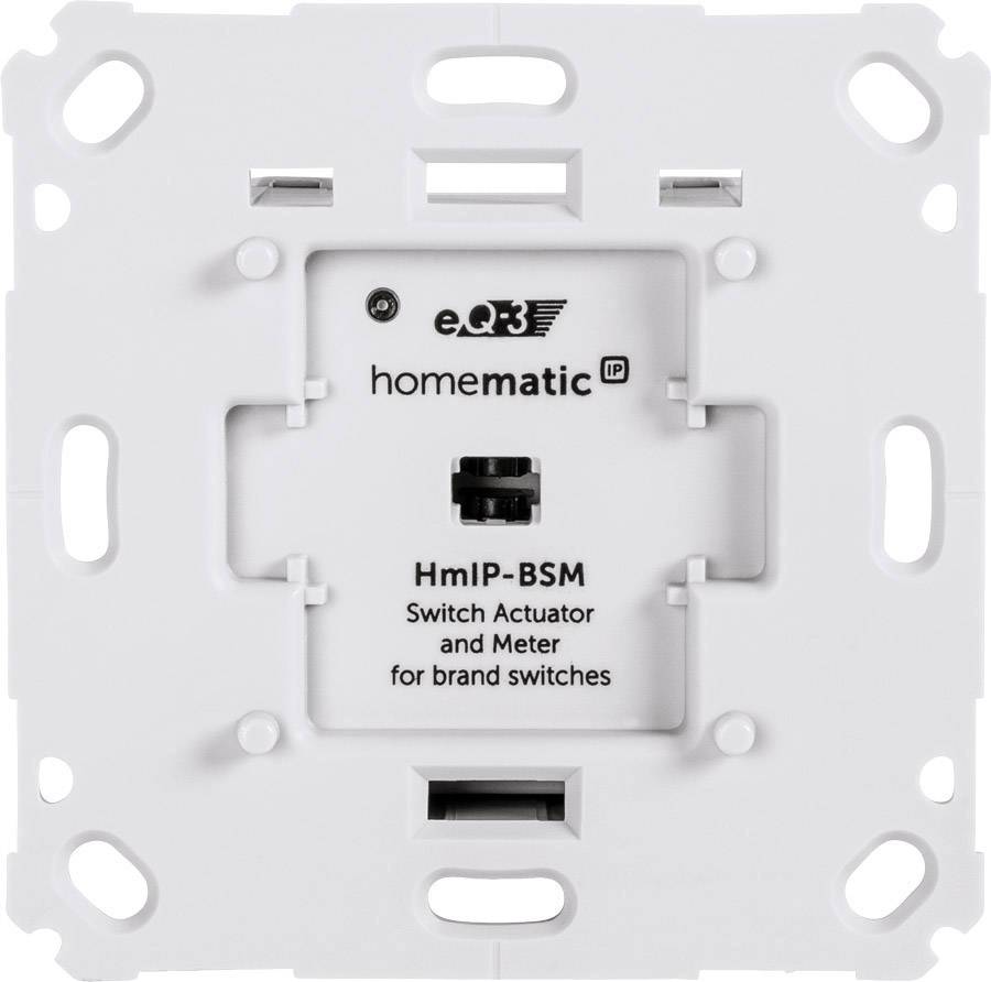 Interface utilisateur avec comptage de l'actionneur de commutation Homematic IP HmIP-BSM pour le contrôle des interrupteurs de marque, design rectangulaire.
