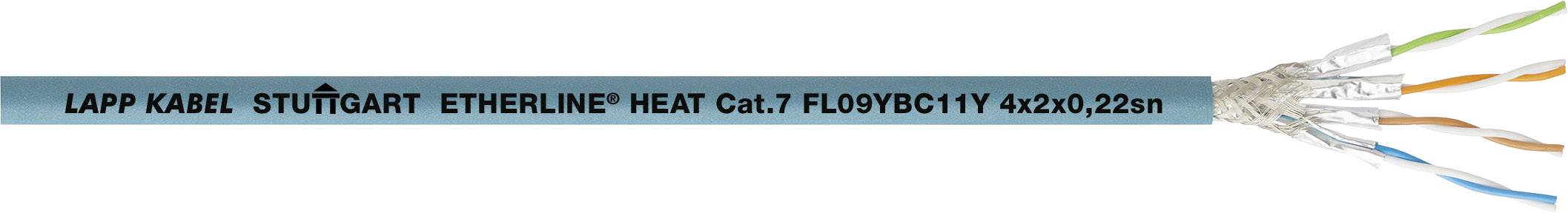 Câble Ethernet bleu 'LAPP KABEL, STUTTGART, ETHERLINE HEAT Cat.7 FLOYBC11Y' avec brins torsadés colorés, 4x2x0,22mm.