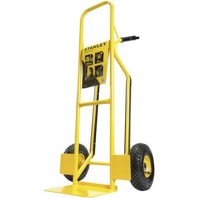 Brouette jaune avec poignées noires et grandes roues, adaptée pour des charges allant jusqu'à 250 kg, idéale pour le transport d'objets lourds.