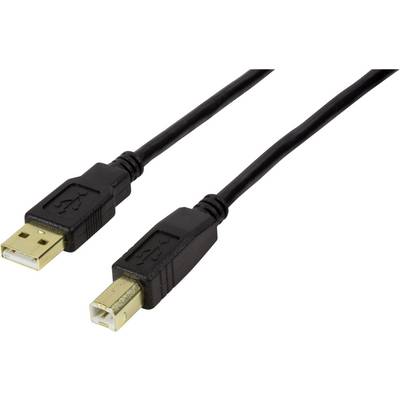 Câble USB noir avec une fiche USB-A et une fiche USB-B, utilisé pour connecter des appareils tels que des imprimantes.