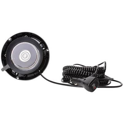 Chargeur de voiture noir et rond avec un câble spiralé, relié à une base circulaire. Adapté pour la prise allume-cigare.