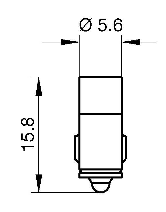 Diagramme d'un objet cylindrique avec un diamètre de 5,6 mm et une hauteur de 15,8 mm.