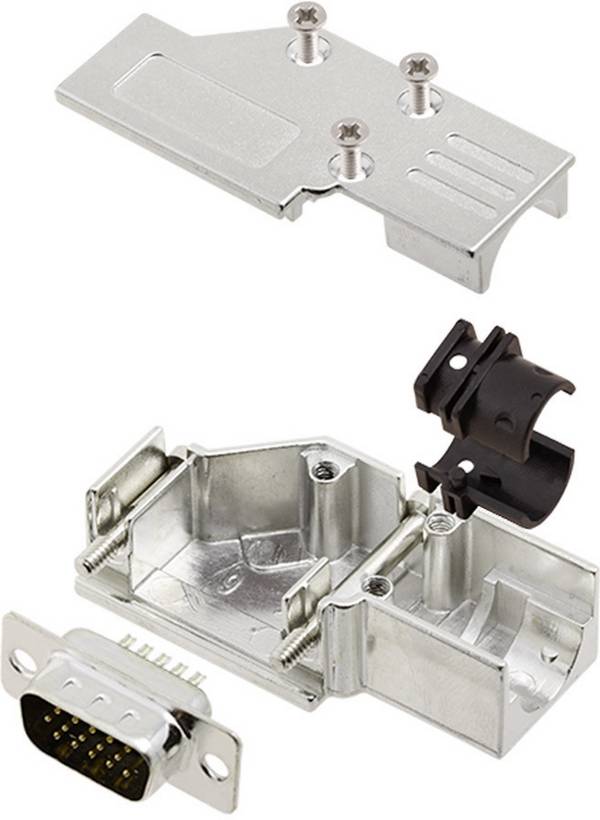 Kit embase SUB-D mâle Nombre de pôles: 15 encitech DCMR-FK-09-HDP15-K 6355-0066-01 90 ° fût à souder 1 set