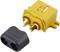 Un adaptateur de connecteur XT60I-M jaune avec un boîtier en plastique noir. Utilisé pour des connexions électriques sécurisées dans les appareils.