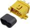 Connecteur Gelber XT60 avec couvercle noir, utilisé pour des connexions électriques sécurisées dans les modèles réduits et l'électronique.
