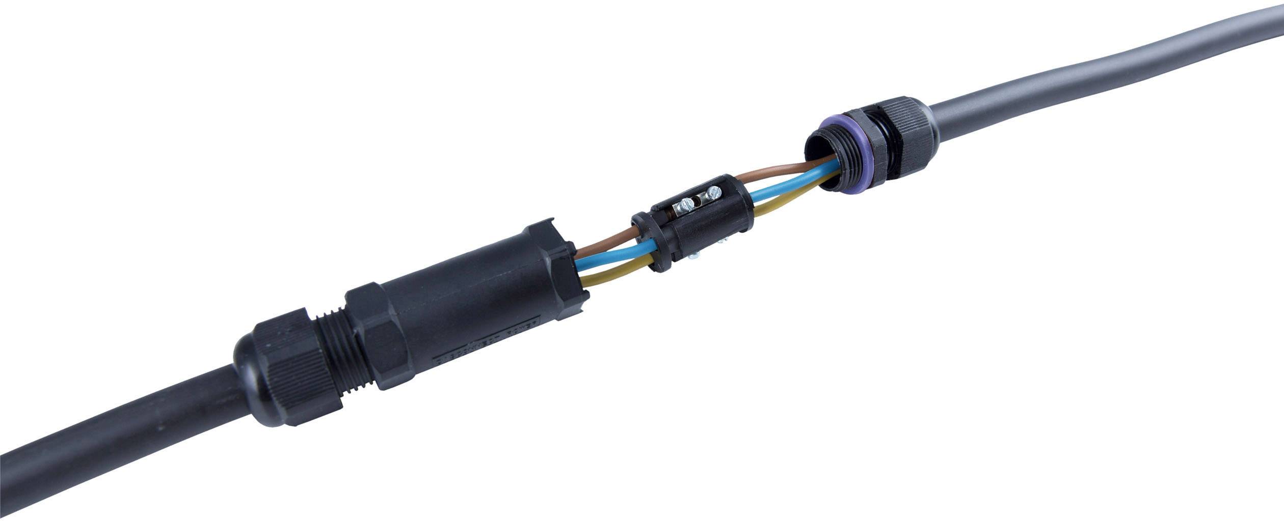 Un câble électrique noir avec un connecteur révélant plusieurs fils de différentes couleurs.
