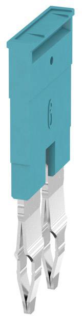 Un connecteur de micro-fusible bleu à deux contacts métalliques.