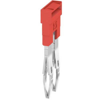 Un connecteur de câble bipolaire rouge avec des rails métalliques, marqué '2.5'.