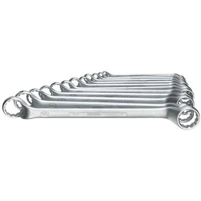 Une série de clés à fourche en métal de différentes tailles, disposées du plus grand au plus petit.