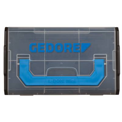 Coffret à outils 'GEDORE', taille compacte avec système L-BOXX Mini, couvercle transparent, poignée bleue. Idéal pour le rangement des outils.