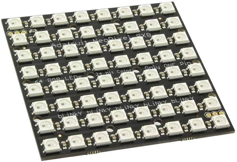 'Platine matrice à LED avec 8x8 diodes lumineuses, adaptée aux applications RVB, design PCB noir, prenant en charge un contrôle lumineux individuel.'