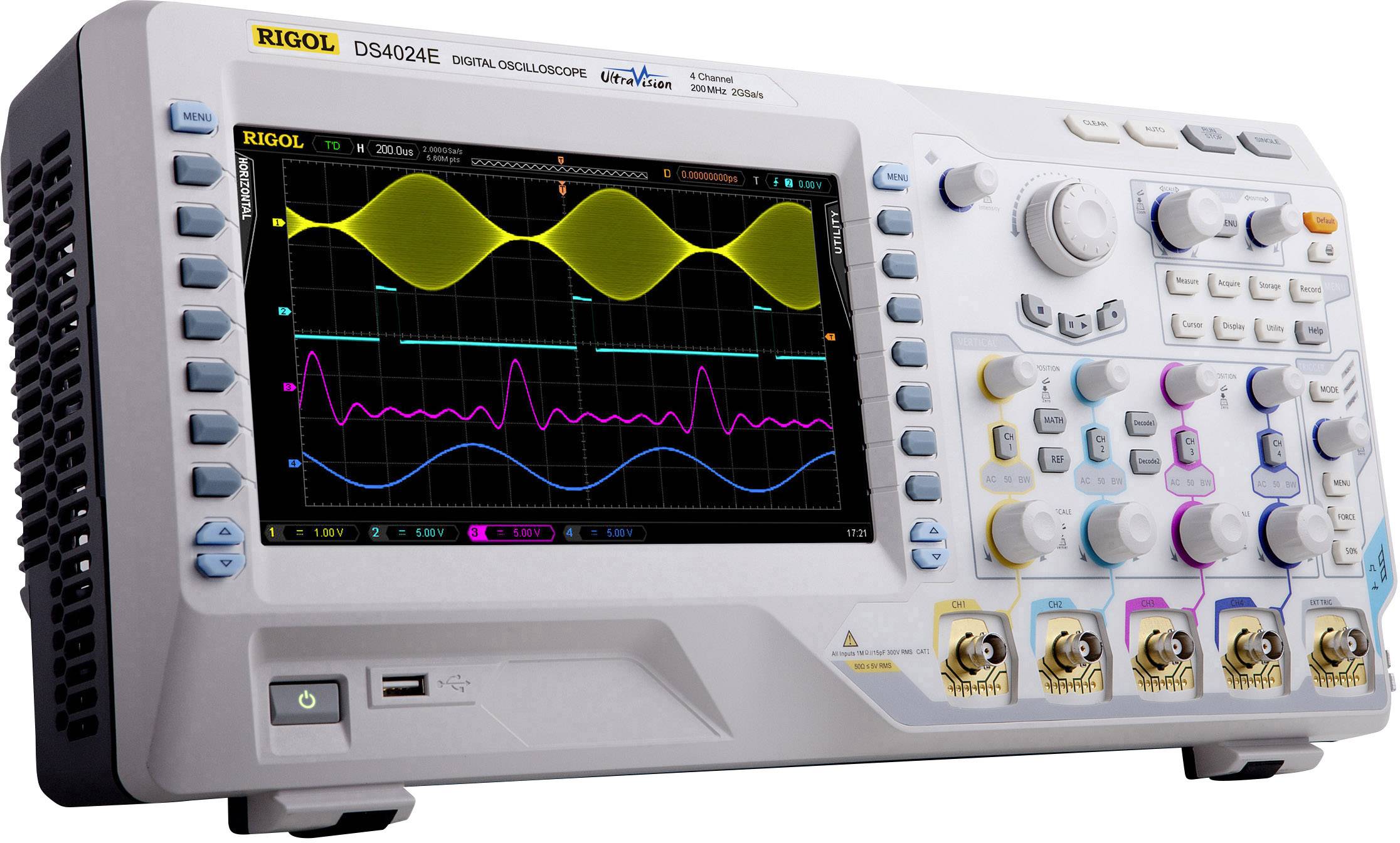 Oscilloscope numérique Rigol DS4024E DS4024E 200 MHz 2 Géch/s 14 Mpts 8 bits mémoire numérique