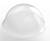 Un couvercle en plastique transparent en forme de demi-sphère sur un fond blanc.