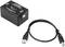 Interface USB-DMX Eurolite noir avec deux ports et câble USB fourni. Utilisé pour les interfaces de contrôle d'éclairage.