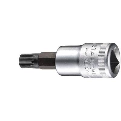 Un embout Torx, fixé sur un manchon argenté, pour une utilisation avec des douilles. Adapté pour le vissage précis lors de travaux de montage.