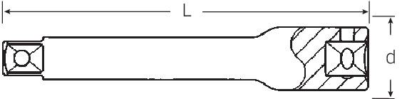 Dessin technique d'une tige métallique cylindrique à extrémités coniques. Les dimensions sont marquées avec 'L' et 'd'.