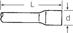 Un dessin technique d'un outil cylindrique avec les dimensions 'L' pour la longueur et 'd' pour le diamètre.