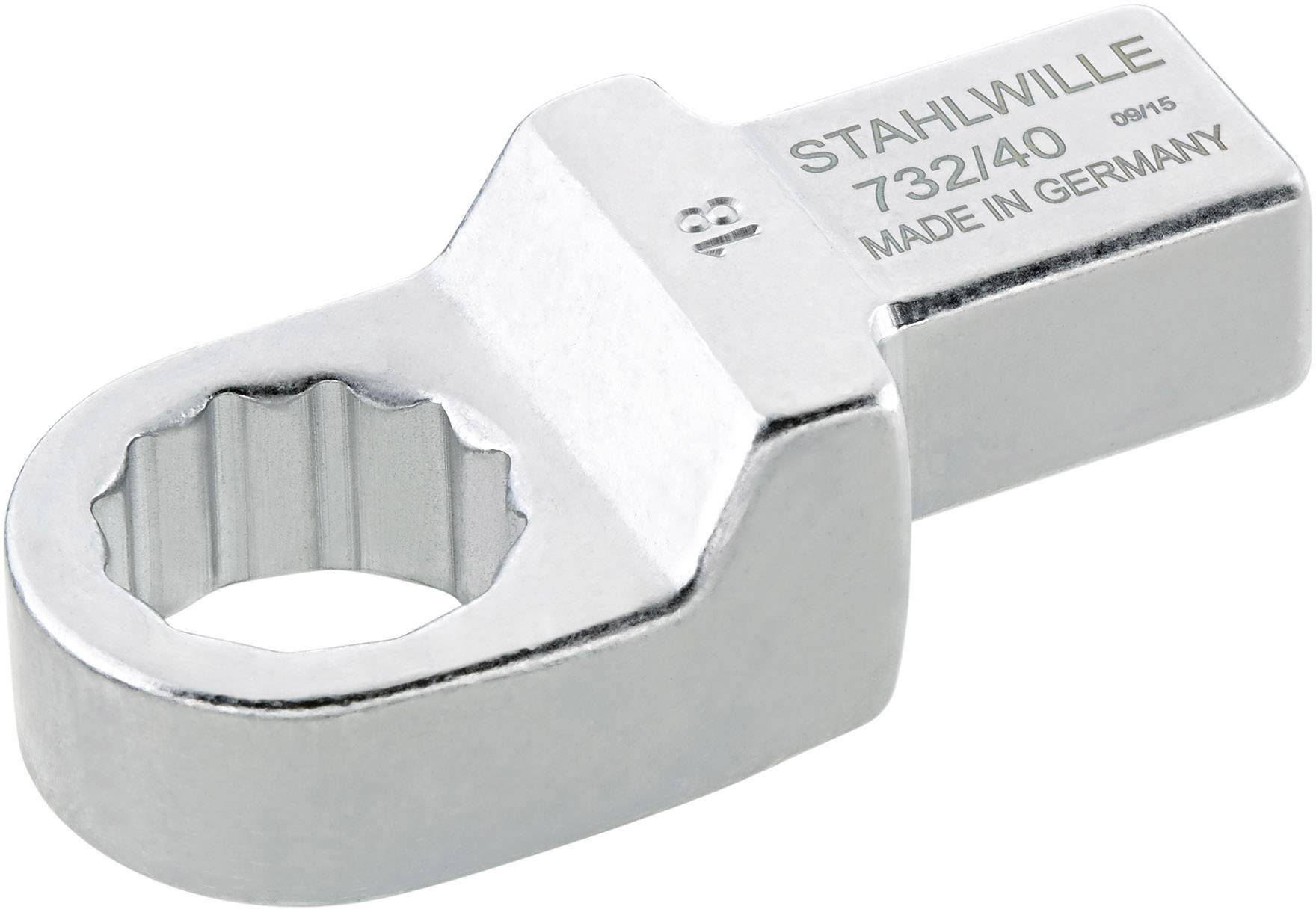 Une clé à molette en argent avec ouverture ovale. Inscription : 'STAHLWILLE 732/40 MADE IN GERMANY'.