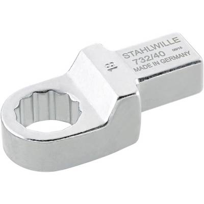 Une clé à molette en argent avec ouverture ovale. Inscription : 'STAHLWILLE 732/40 MADE IN GERMANY'.