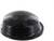 Un bouton métallique noir brillant, rond, à la surface lisse, légèrement bombé vers le haut.