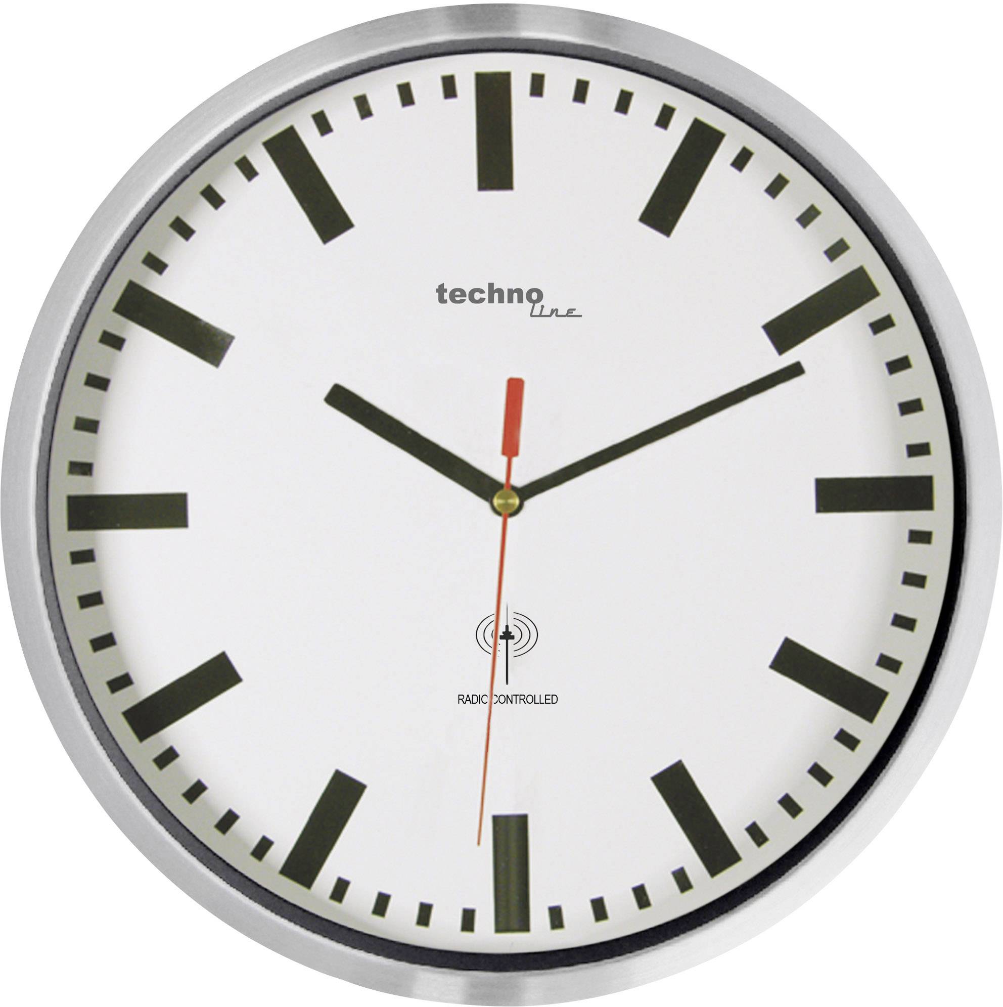 Horloge murale Techno Line WT8990 radiopiloté(e) 30 cm x 50 mm argent (métallisé)