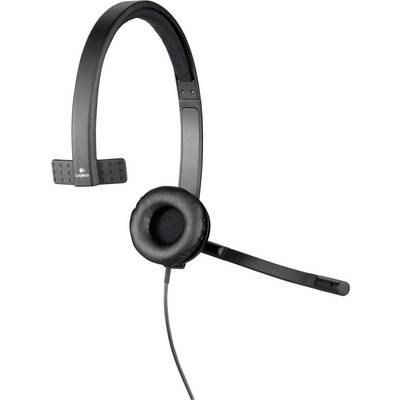 Un casque noir monophonique avec microphone sur arceau réglable. Idéal pour la communication ou le gaming.