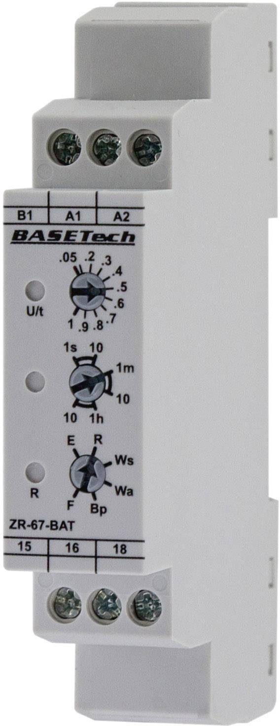 Basetech ZR-67-BAT ZR-67-BAT Relais temporisé multifonction 1 pc(s) Plage temporelle: 0.05 s - 10 h 1 inverseur (RT)-0