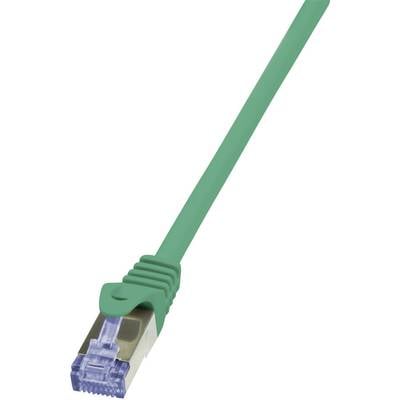 LogiLink CQ5055S RJ45 Câble réseau, câble patch CAT 6a S/FTP 2.00 m vert ignifuge, sans halogène, avec cliquet d'encastr