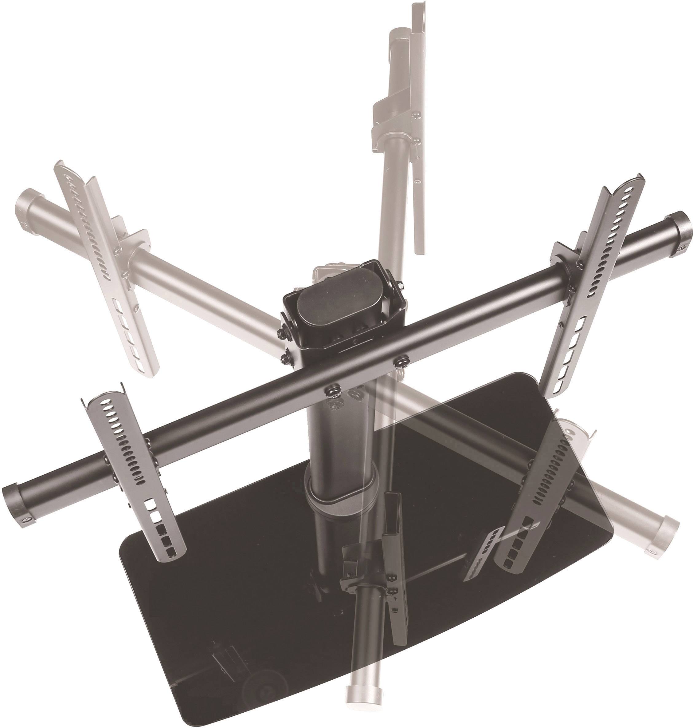 Support de moniteur avec rails ajustables, monté verticalement. Adapté pour deux écrans afin d'optimiser l'espace de travail.