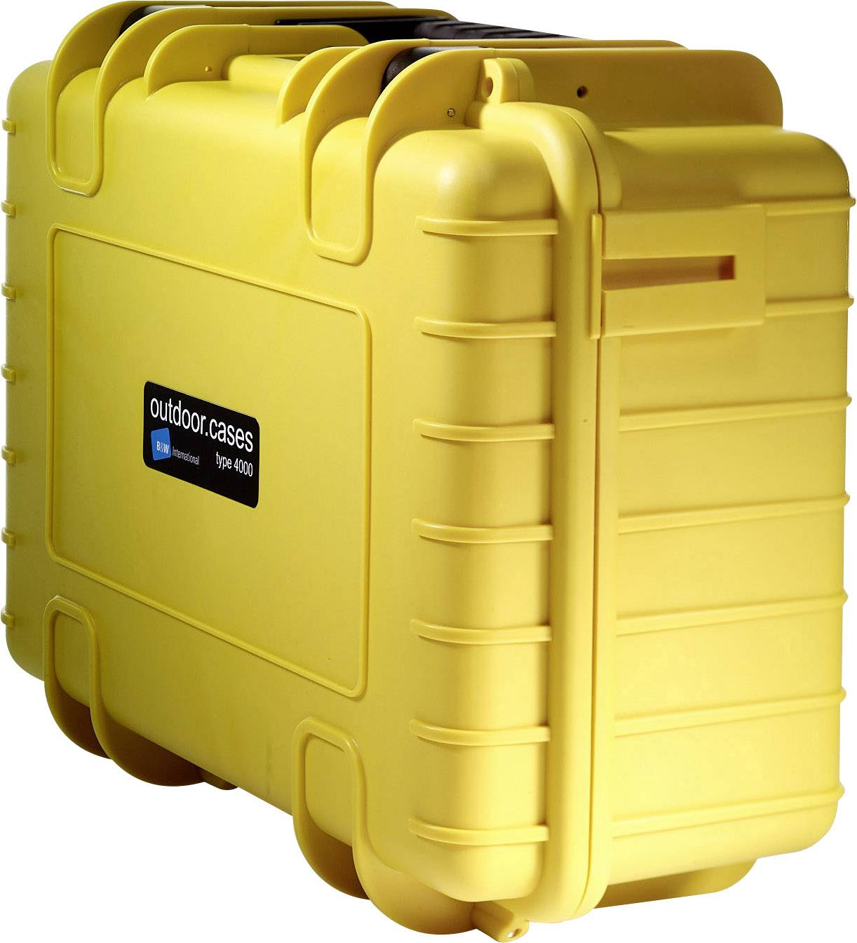 Valise de transport jaune avec design robuste, type 4000, adaptée au transport sécurisé d'équipements sensibles.