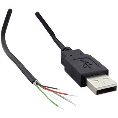 Câble confectionné USB A mâle 2.0 avec extrémités ouvertes BKL Electronic 10080109 mâle, droit 1.80 m