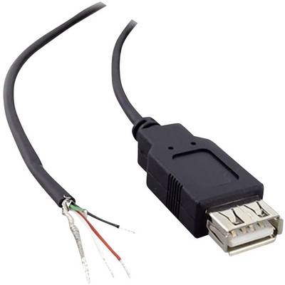 Câble confectionné USB A femelle 2.0 avec extrémités ouvertes BKL Electronic 10080111 femelle, droit 1.80 m