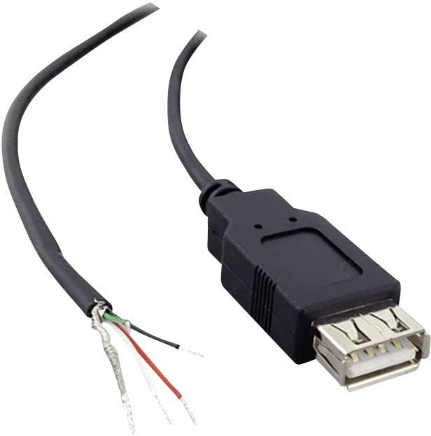 USB A femelle 2.0 avec extrémité de câble ouverte TRU COMPONENTS 1582675 1.80 m