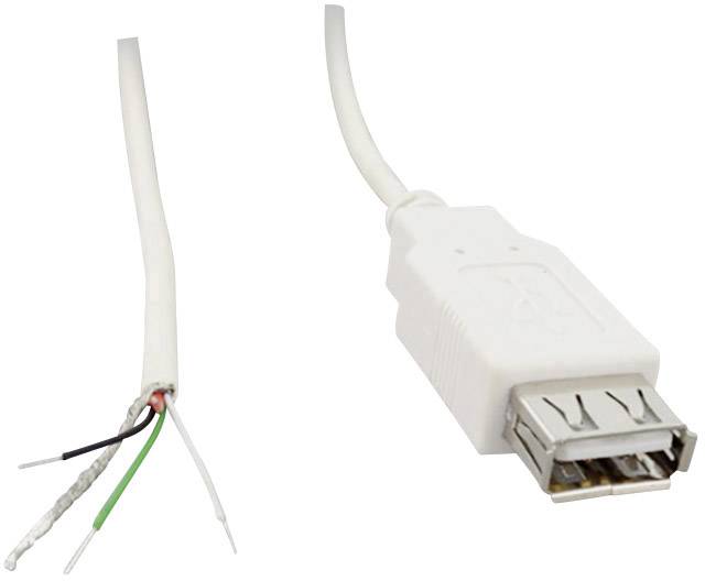 Câble confectionné USB A femelle 2.0 avec extrémités ouvertes BKL Electronic 10080112 femelle, droit 1.80 m