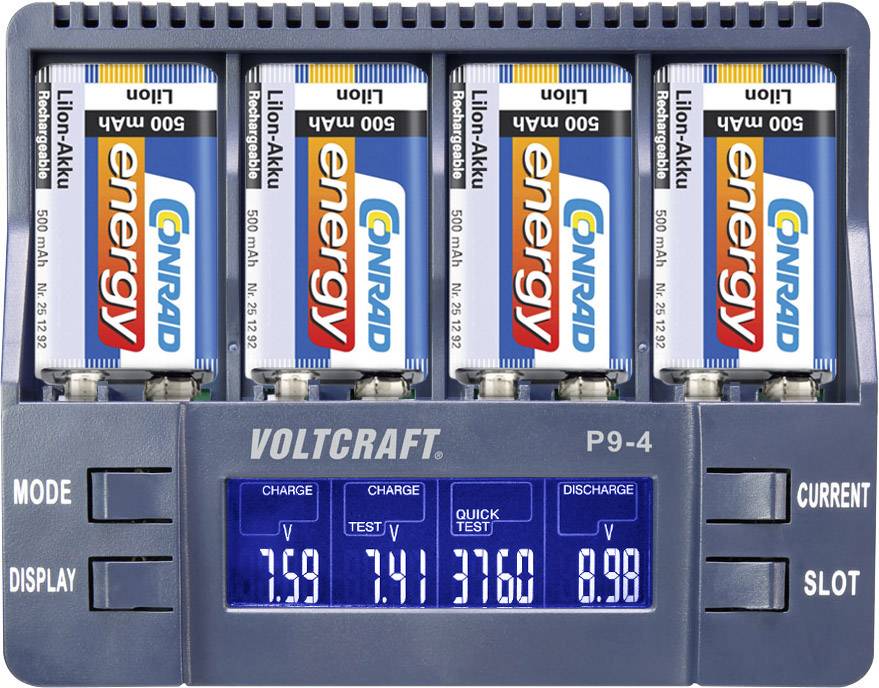 Chargeur pour piles 9V NiCd, NiMH, Li-ion VOLTCRAFT P9-4 - Conrad  Electronic France