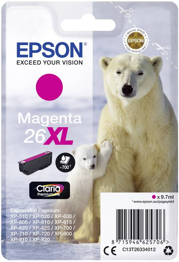 Epson Encre 26XL d'origine  magenta C 13 T 26334012