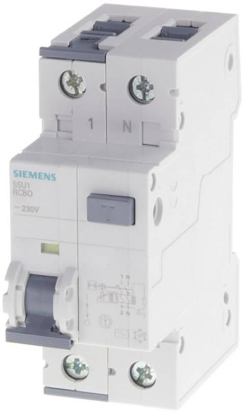 Un disjoncteur différentiel Siemens de type '5SU1 RCBO 230V'. Il est destiné à protéger contre les courants de défaut électrique.
