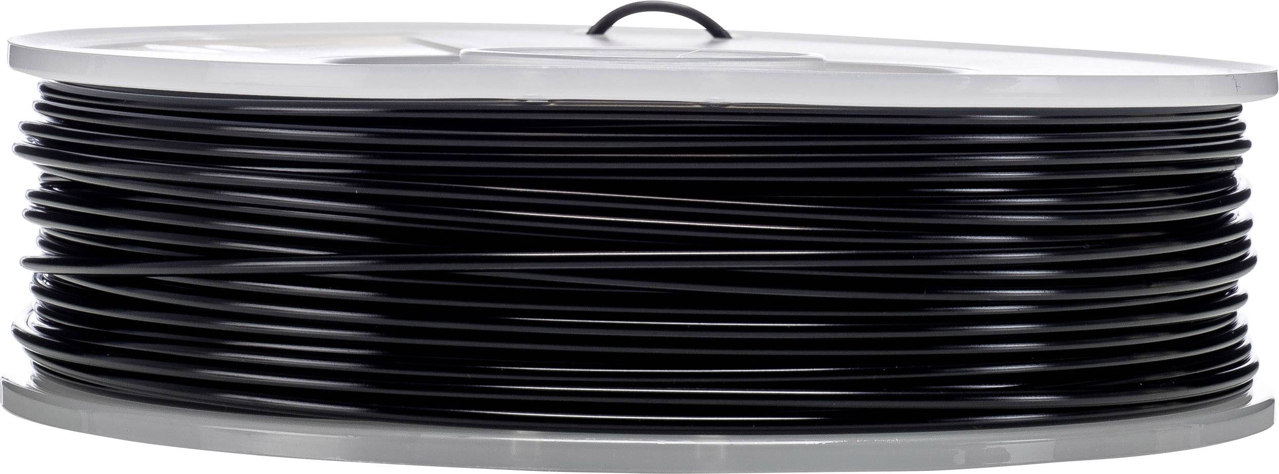 Bobine de filament noir pour imprimante 3D. La bobine est pleine et possède une poignée ronde sur le dessus.