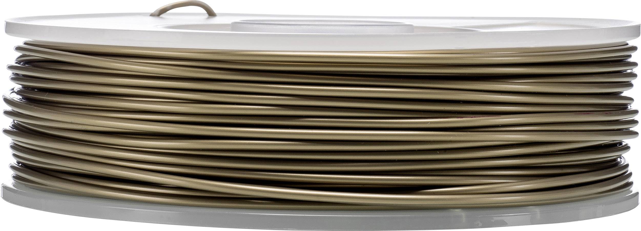 Un rouleau de fil ou de câble marron enroulé sur une bobine en plastique blanc.