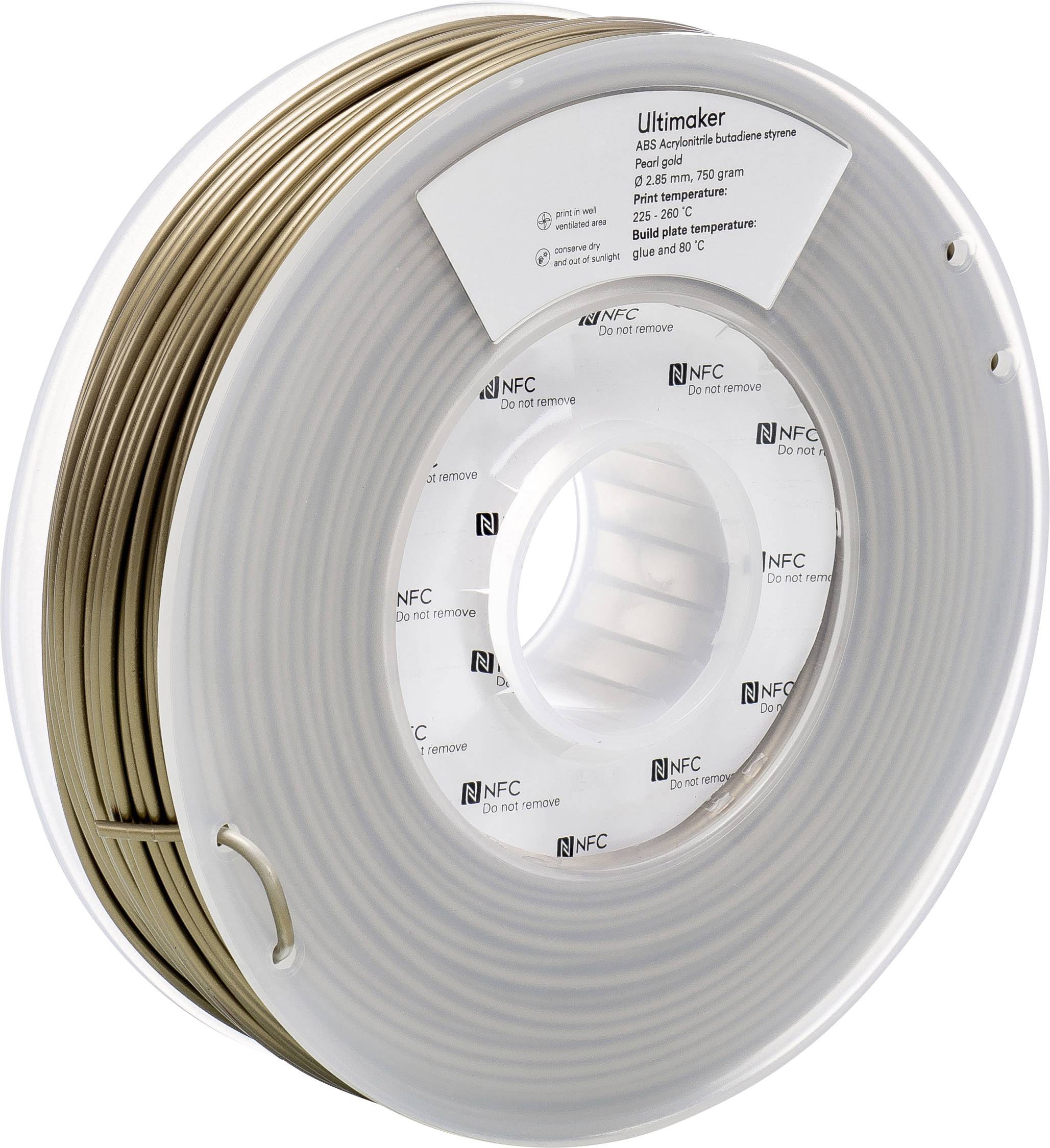 'ROLLE Filament pour imprimante 3D, Marque : Ultimaker, Matériau : ABS, Poids : 750g, Couleur : Marron, Diamètre : 2,85 mm, avec puce NFC'