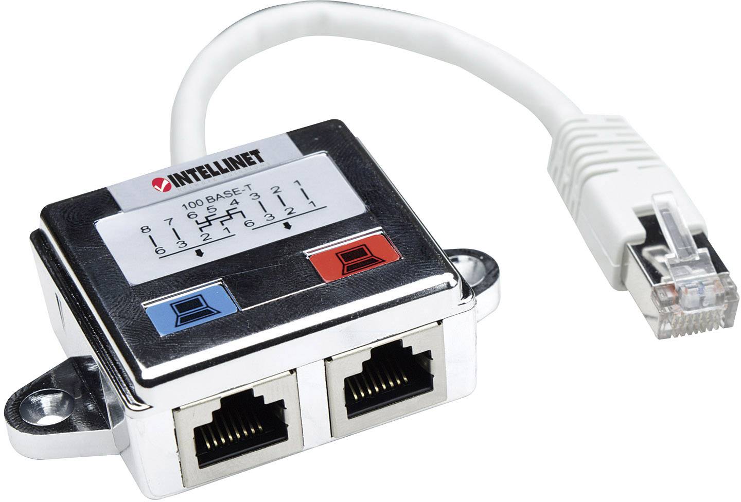 Intellinet Rj45 Réseau Adaptateur Cat 5 1x Rj45 Mâle 2x Rj45 Femelle Argent Blanc Conradfr 2768