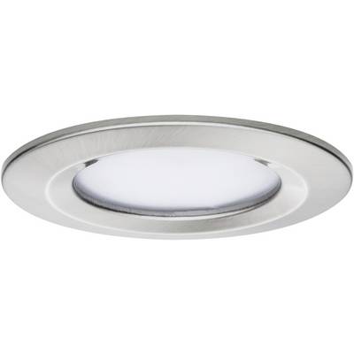 Un spot de plafond LED rond en argent avec un diffuseur lumineux blanc, adapté à l'éclairage intérieur moderne.